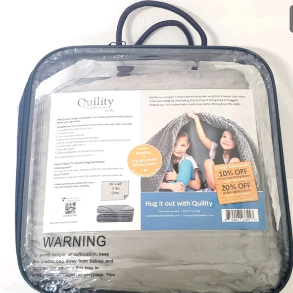 Quility Weighted Blanket for Kids 5 lbs Grey 36"X48" New in Bag - Picture 5 of 5